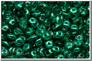 SD-00030-S25580, SuperDuo Beads, crystal, trans., half mirror green, 10g