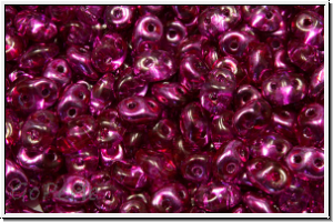 SD-00030-S25733, SuperDuo Beads, crystal, trans., half mirror hot pink, 10g