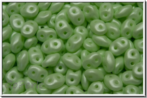 SD-02010-29315, SuperDuo Beads, white, alabaster, soft pastel green, 10g