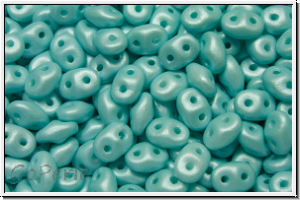 SD-02010-29313, SuperDuo Beads, white, alabaster, soft pastel lt. aqua, 10g