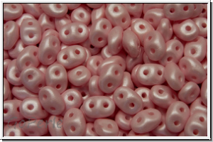 SD-02010-29305, SuperDuo Beads, white, alabaster, soft pastel rose, 10g