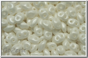 SD-02010-29300, SuperDuo Beads, white, alabaster, soft pastel white, 10g