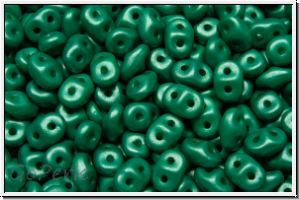 SD-02010-29341, SuperDuo Beads, white, alabaster, soft pastel dark green, 10g