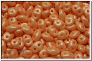 SD-02010-29334, SuperDuo Beads, white, alabaster, soft pastel papaya, 10g