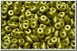 SD-02010-29482, SuperDuo Beads, white, alabaster, lemongrass met. matte, 10g