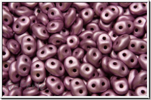 SD-02010-29428, SuperDuo Beads, white, alabaster, magenta met. matte, 10g