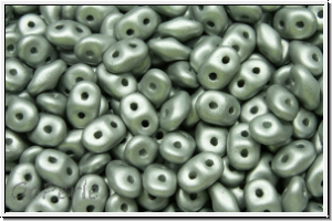 SD-02010-29405, SuperDuo Beads, white, alabaster, silver met. matte, 10g