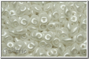 SD-02010-25001, SuperDuo Beads, white, alabaster, white pastel, 10g