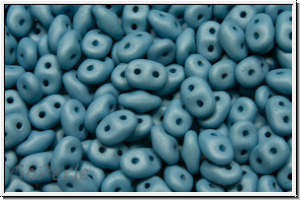 SD-02010-29567, SuperDuo Beads, white, alabaster, blue pastel, matte, 10g