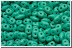 SD-02010-29569, SuperDuo Beads, white, alabaster, turquoise pastel, matte, 10g