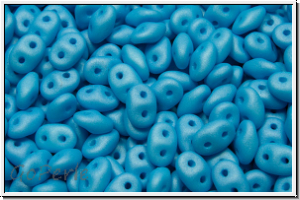 SD-02010-92626, SuperDuo Beads, white, alabaster, neon baby blue pastel, matte, 10g