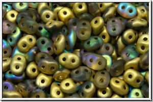 SD-00030-98836, SuperDuo Beads, crystal, trans., golden AB, matte, 10g