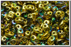 SD-00030-98536, SuperDuo Beads, crystal, trans., golden AB, 10g