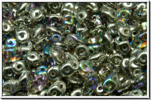 SD-00030-98530, SuperDuo Beads, crystal, trans., silver AB, 10g