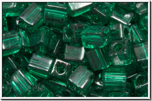 SB-04-0147, MIYUKI Squares, 4mm, emerald, trans., 15g