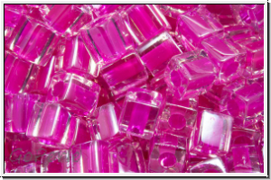 SB-04-0209, MIYUKI Squares, 4mm, crystal, trans., fuchsia-ld., 15g