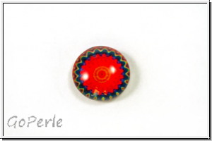 Glascabochon, hinterklebt, rund, 12x4mm, red wheel, 1 Stk.