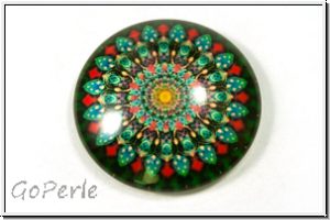 Glascabochon, hinterklebt, rund, 26x6mm, great mandala, 1 Stk.