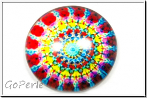 Glascabochon, hinterklebt, rund, 25x6mm, royal mandala, 1 Stk.