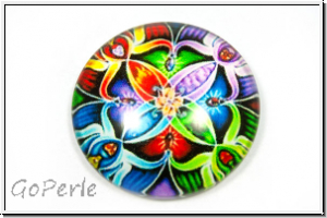 Glascabochon, hinterklebt, rund, 25x6mm, colorful mandala, 1 Stk.