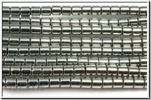 Hematite-Perlen, Zylinder, 3x3mm, platinum plated, 1 Strang