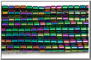 Hematite-Perlen, Zylinder, 3x3mm, multi color plated, 1 Strang