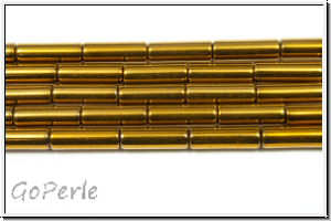 Hematite-Perlen, Zylinder, 9x3mm, golden plated, 1 Strang