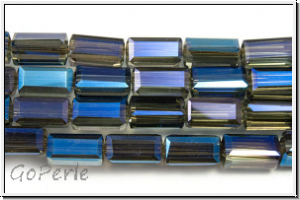 Kristallschliffperle, Quader, 8x4x4mm, blue, med., trans., galv. AB, 25 Stk.