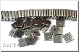 Hematite-Perlen, Quadrat, 6x6x1mm, platinum plated, 100 Stk.