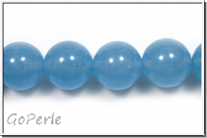 Jade, round, 10mm, sky blue dyed, 5 Stk.