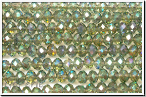 chin. Kristallschliffperle, Rondell, 3x4mm, crystal, trans., sea green luster, 1 Strang