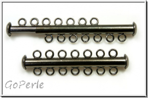 Schiebeschliee, 7 strngig, 41x11mm, hematitefb., Metall, 1 Stk.