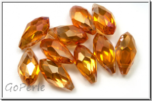 chin. Kristallschliffperle, Drop, 6x12 , crystal, trans., full apricot luster, 10 Stk.