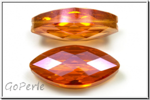 chin. Kristallschliffperle, Horse Eye, 25x12x8mm , crystal, trans., full apricot luster, 1 Stk.