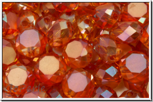 chin. Kristallschliffperle, flat round, 8x5mm , crystal, trans., apricot luster, 10 Stk.