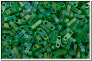 QTL-0146fr, MIYUKI Quarter Tila Beads, green, kelly, trans., matte, AB, 5g