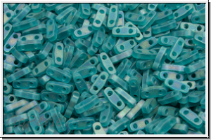 QTL-2405fr, MIYUKI Quarter Tila Beads, teal, trans., matte, AB, 5g