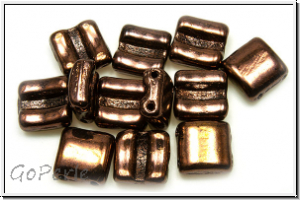 2-Loch-FixerBeads, horizontal, 8x8mm, bronze, dk., met., 12 Stk.