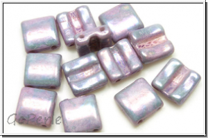 2-Loch-FixerBeads, horizontal, 8x8mm, white, op., nebula, 12 Stk.