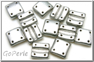 4-Loch-FixerBeads, vertikal, 8x8mm, silver, met., satin, 12 Stk.