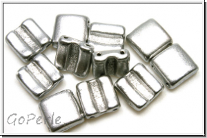 2-Loch-FixerBeads, horizontal, 8x8mm, silver, met., satin, 12 Stk.