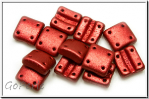 4-Loch-FixerBeads, vertikal, 8x8mm, lava red, met., satin, 12 Stk.