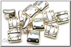 4-Loch-FixerBeads, vertikal, 8x8mm, crystal, trans., full sterling silver plated, 12 Stk.