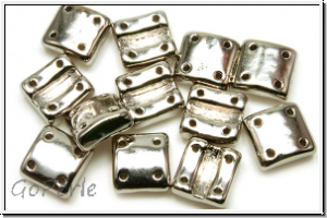 4-Loch-FixerBeads, vertikal, 8x8mm, crystal, trans., full nickel plated, 12 Stk.