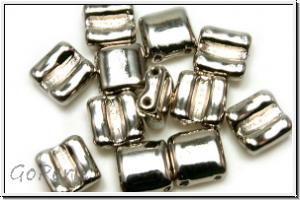 2-Loch-FixerBeads, horizontal, 8x8mm, crystal, trans., full nickel plated, 12 Stk.