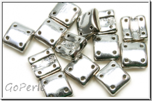 4-Loch-FixerBeads, vertikal, 8x8mm, crystal, trans., full silver, 12 Stk.