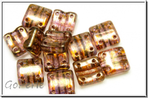 4-Loch-FixerBeads, vertikal, 8x8mm, crystal, trans., lila gold luster, 12 Stk.