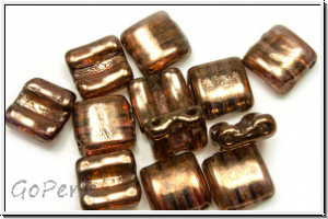 2-Loch-FixerBeads, horizontal, 8x8mm, crystal, trans., lila gold luster, 12 Stk.