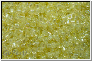 DB1676, MIYUKI Delica, 11/0, crystal, trans., pale yellow pearl-ld., AB, 5g