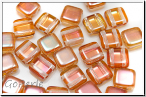 TILE-Beads, 6x6mm, crystal, trans., half copper, 25 Stk.